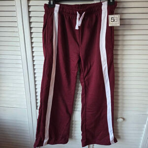Womens 5B STYLE Maroon & White Stripe Fleece wide leg Sweatpants M